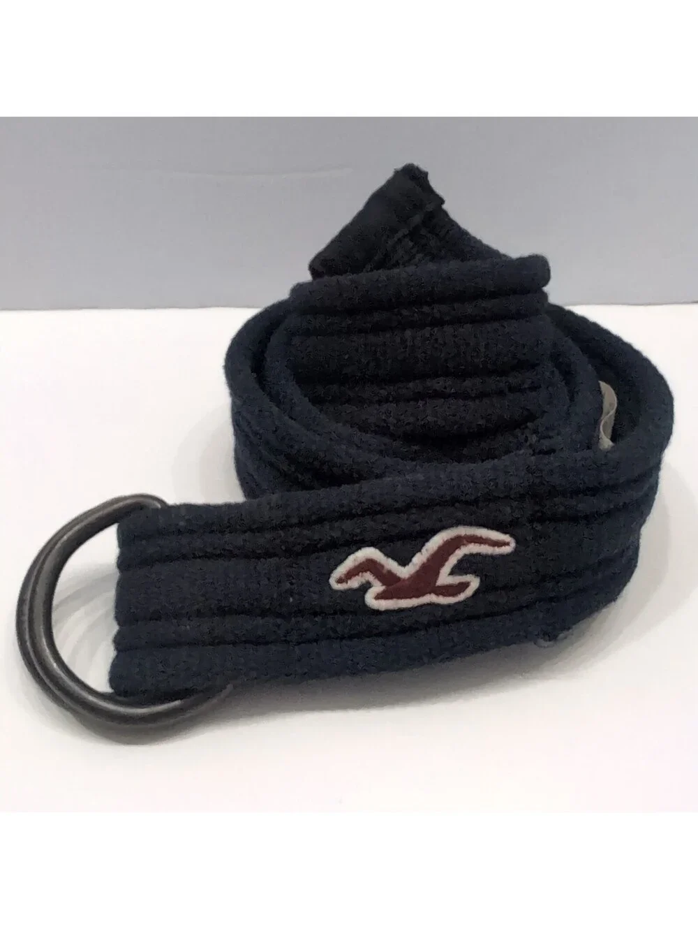 Y2K Hollister Cloth Belt Double D Ring Navy  Blue Red Bird L/XL 48
